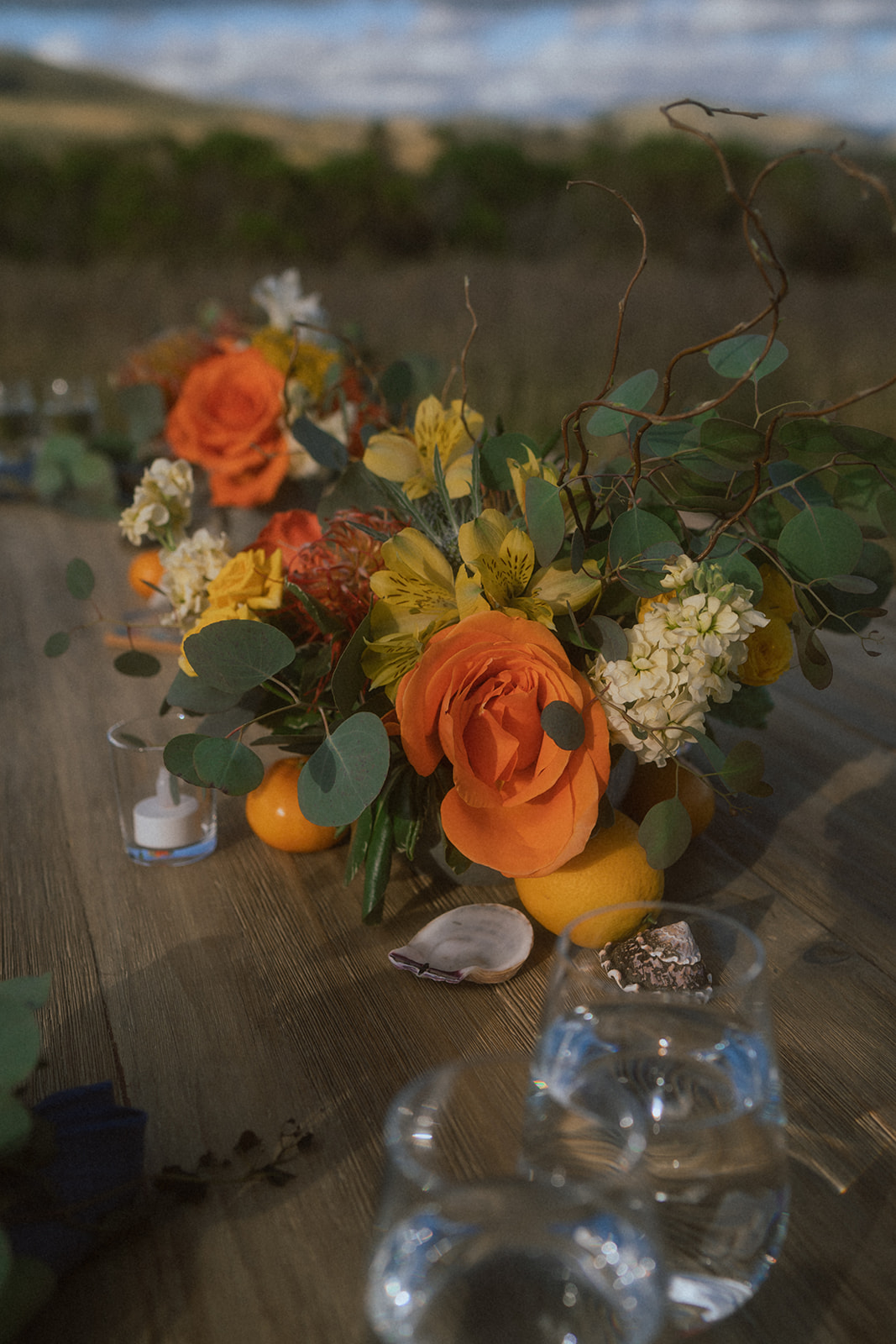 orange wedding floral centerpieces 