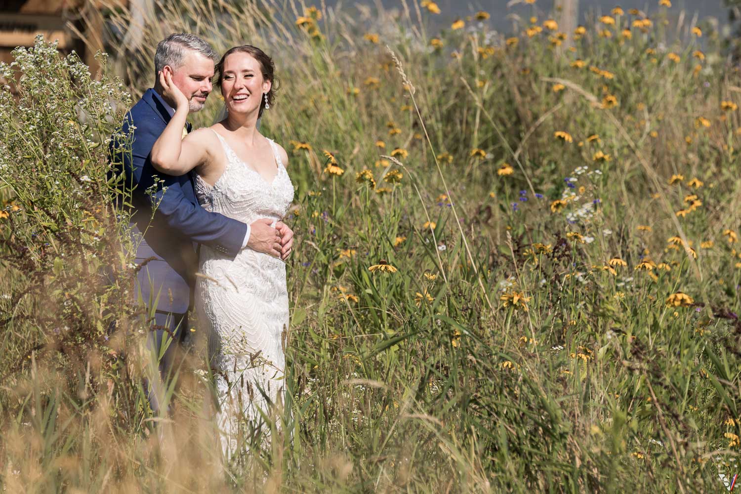 private session on the prairie bride groom