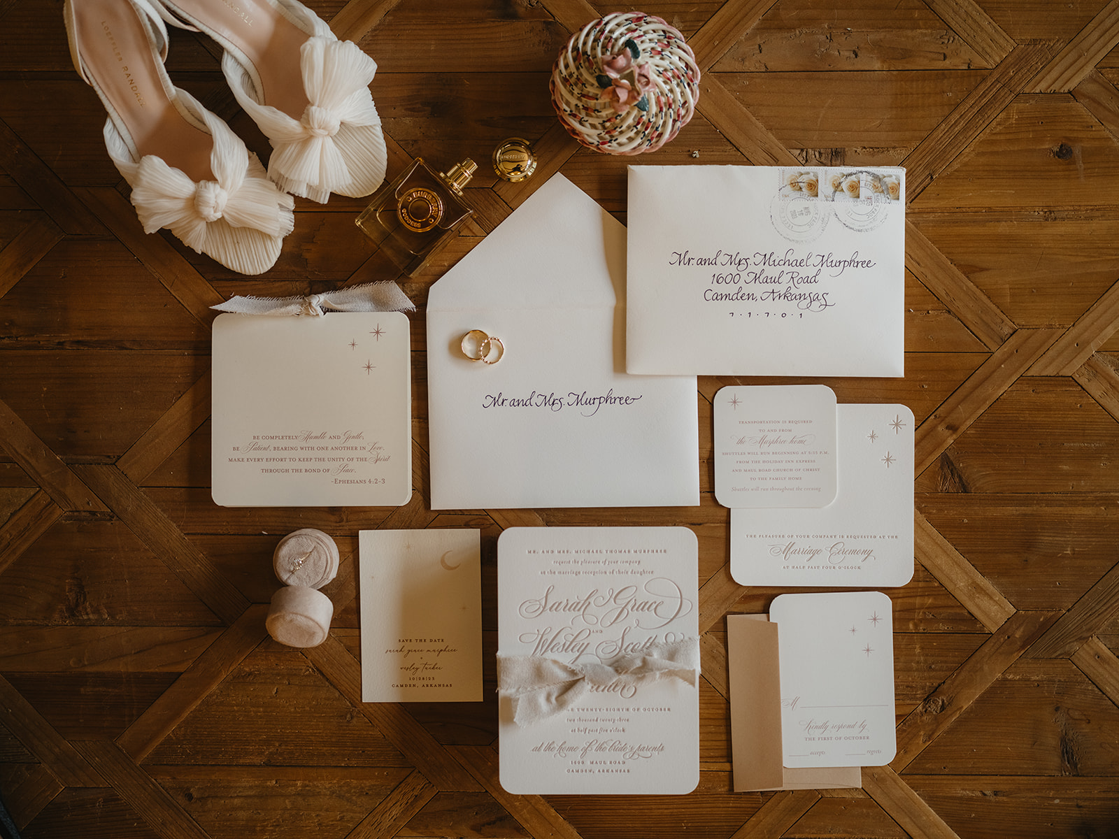 wedding day invitations with hand lettering