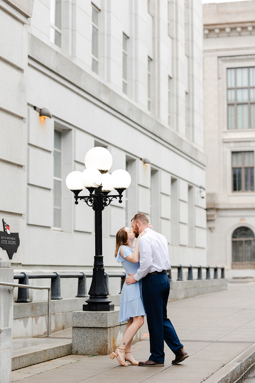 Couple in Downtown Raleigh for their engagement session