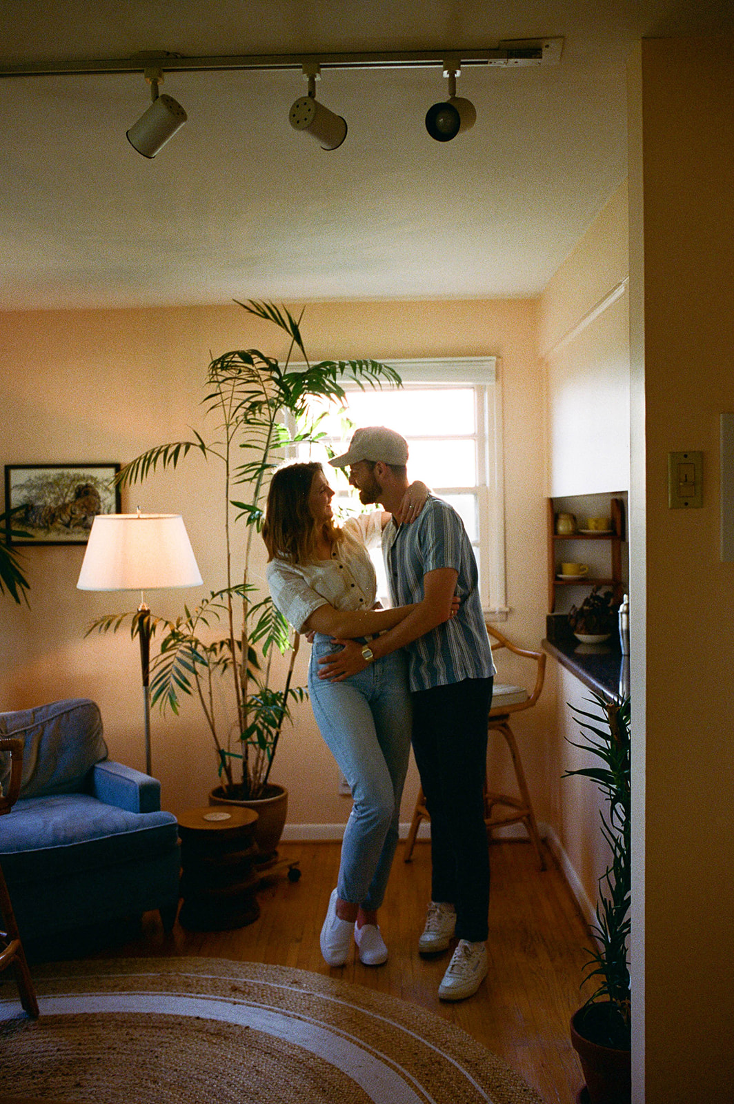Couple celebrates moving in together during an at home lifestyle session in Nashville