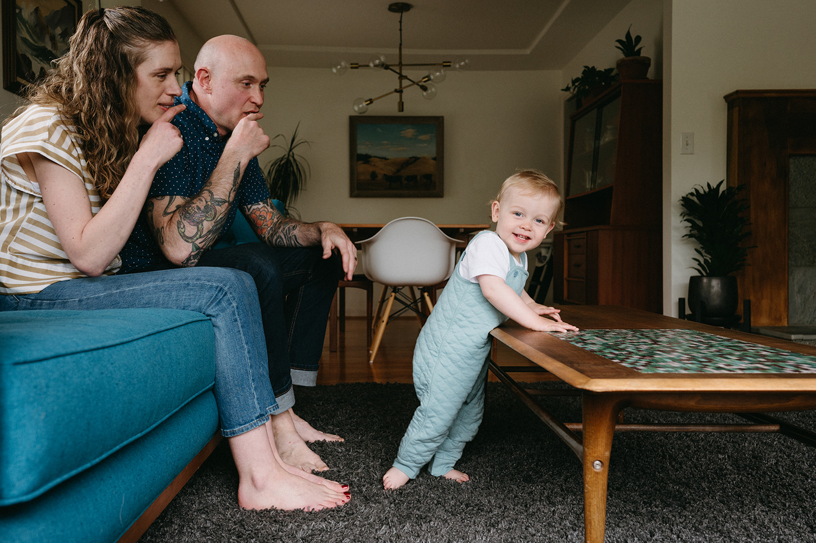 Candid Family Portrait Photography in Portland with One Year Old Boy