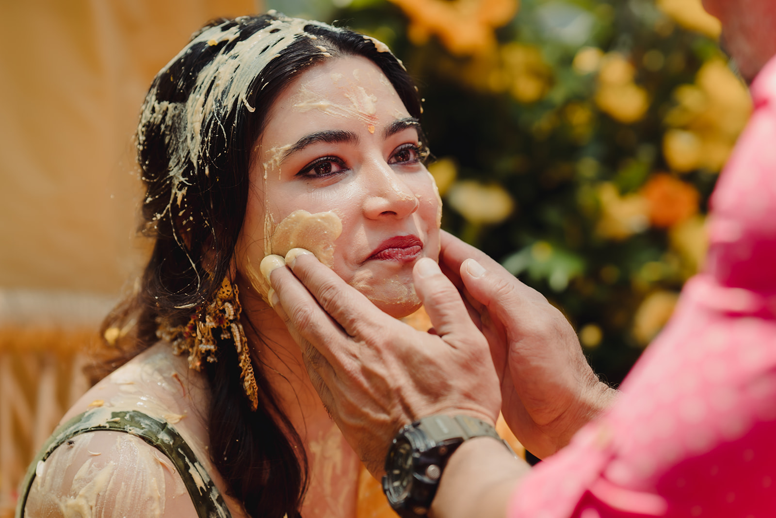 Bridal emotions: A touching moment as the bride expresses deep feelings during her haldi