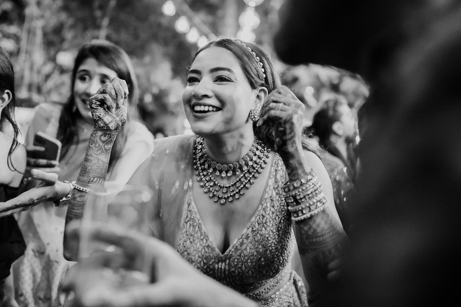 Celebration groove: Bride caught in the moment, dancing with infectious energy."