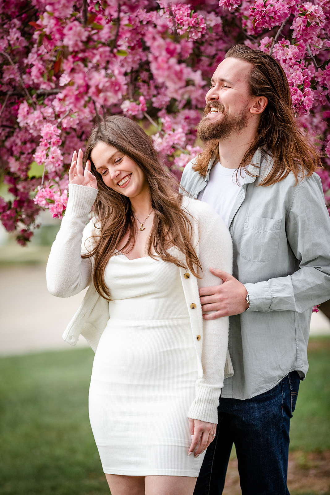 Couple laughing at during photos