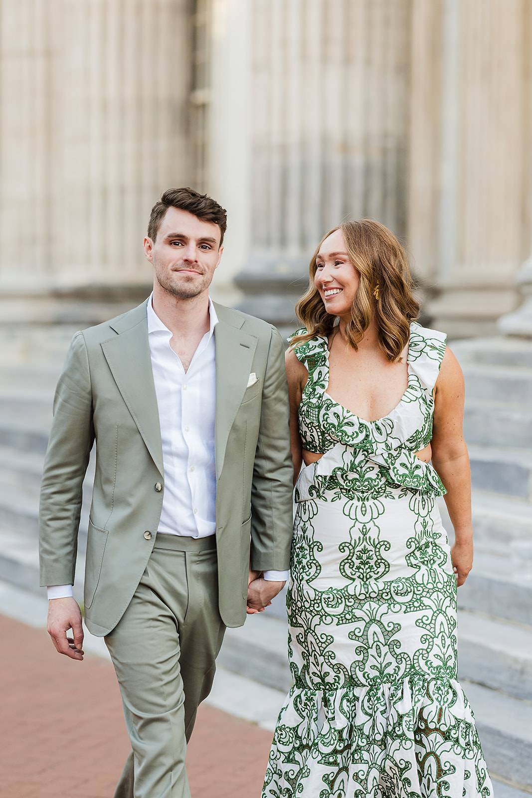 Bride and groom romantic engagement session photos in Old City Philly.