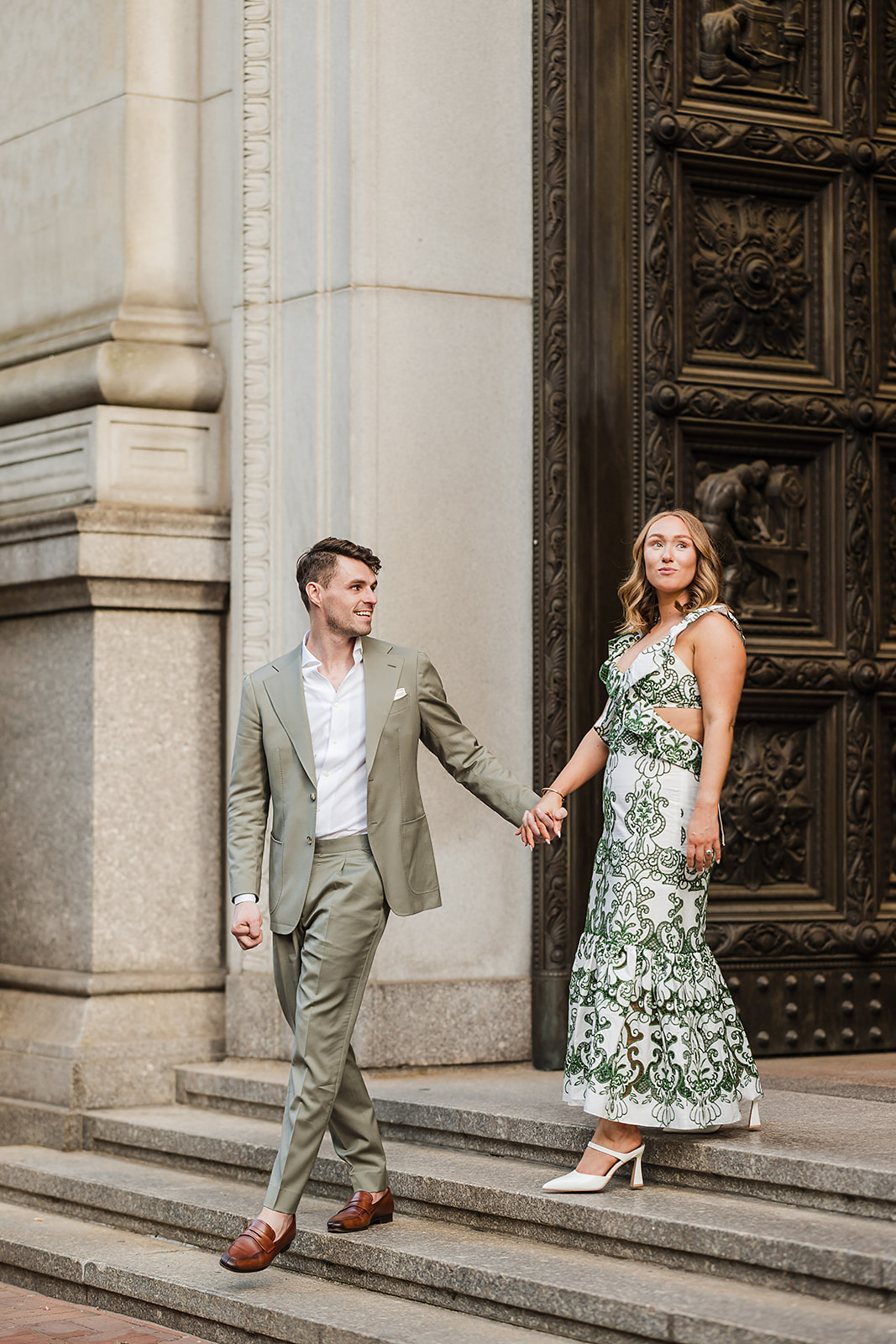 Old City Philly candid and romantic engagement session