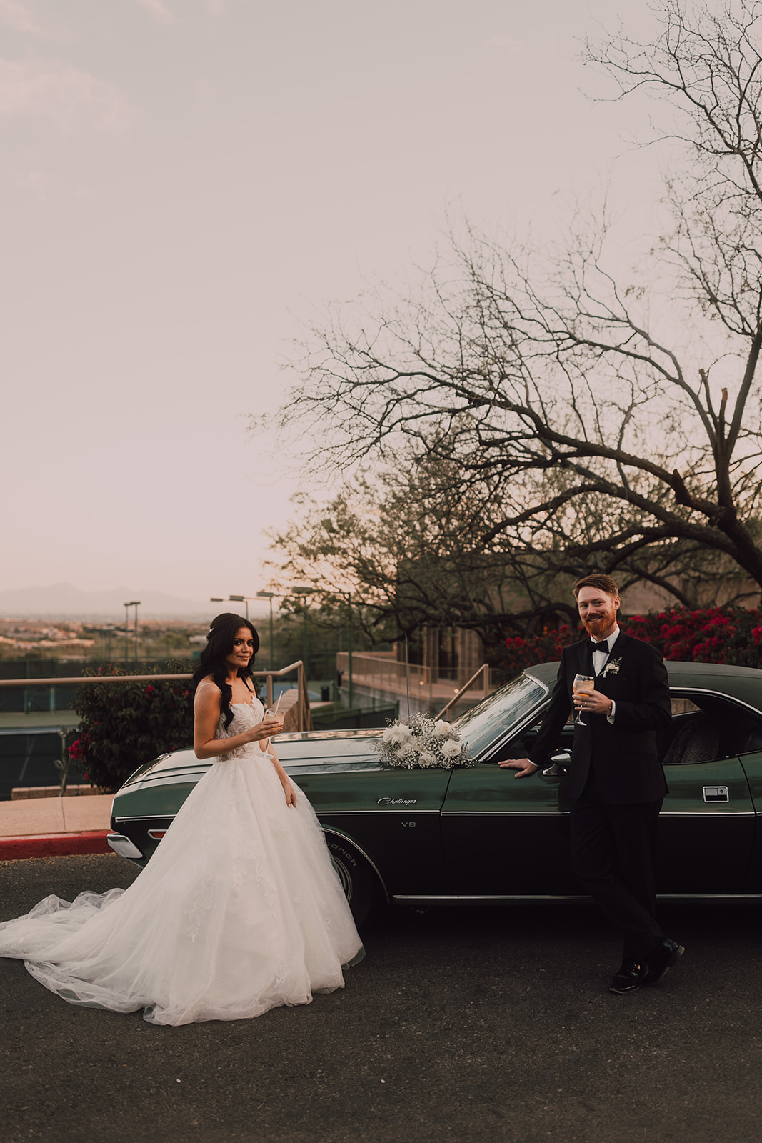 Vintage Dodge Challenger Car Bridals Wedding 