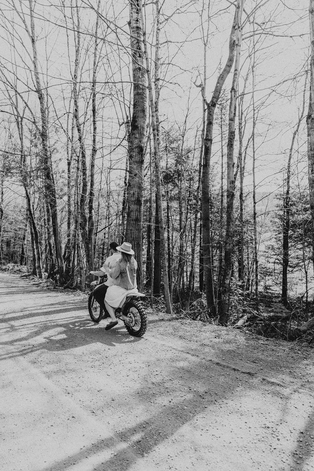 cinematic Quebec dirt bike engagement shoot