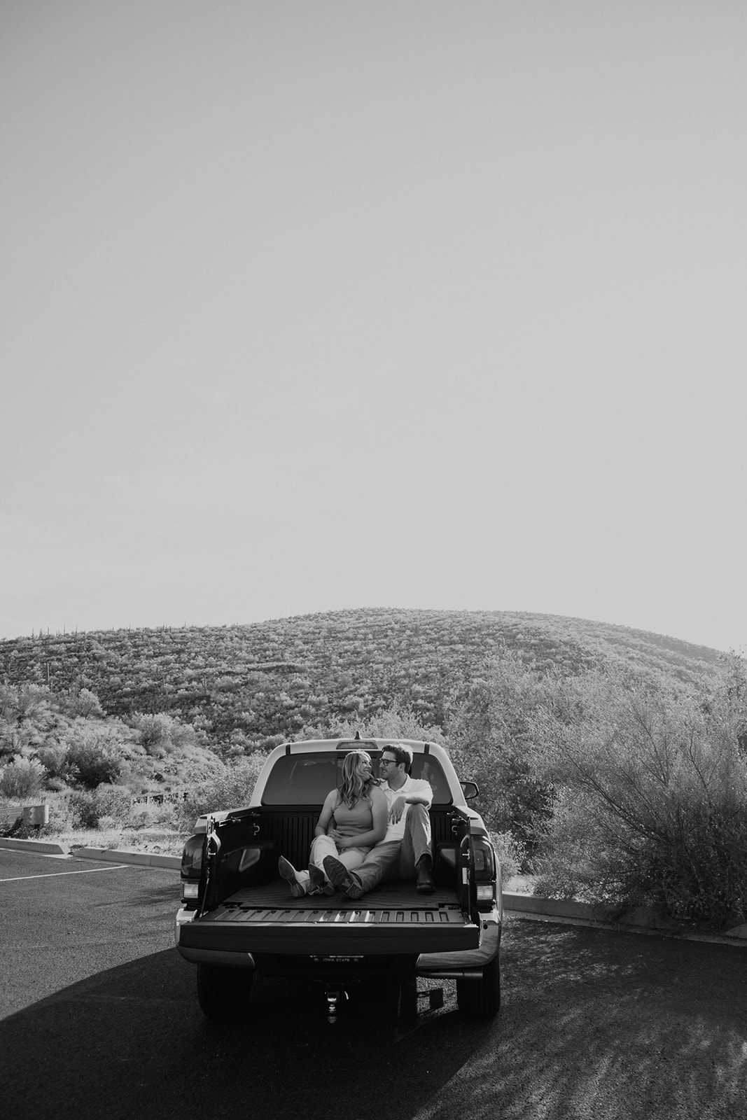 desert couple at river park for documentary engagement Arizona session