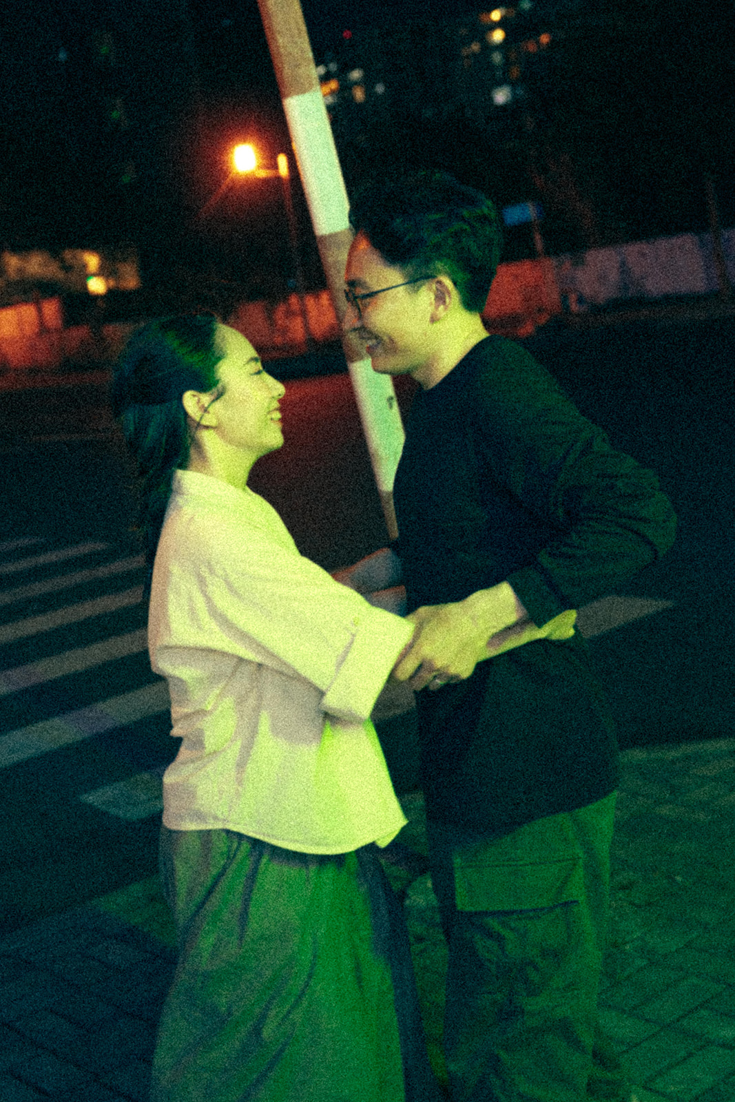 Casual authentic happy night time Pre-wedding photography in Saigon