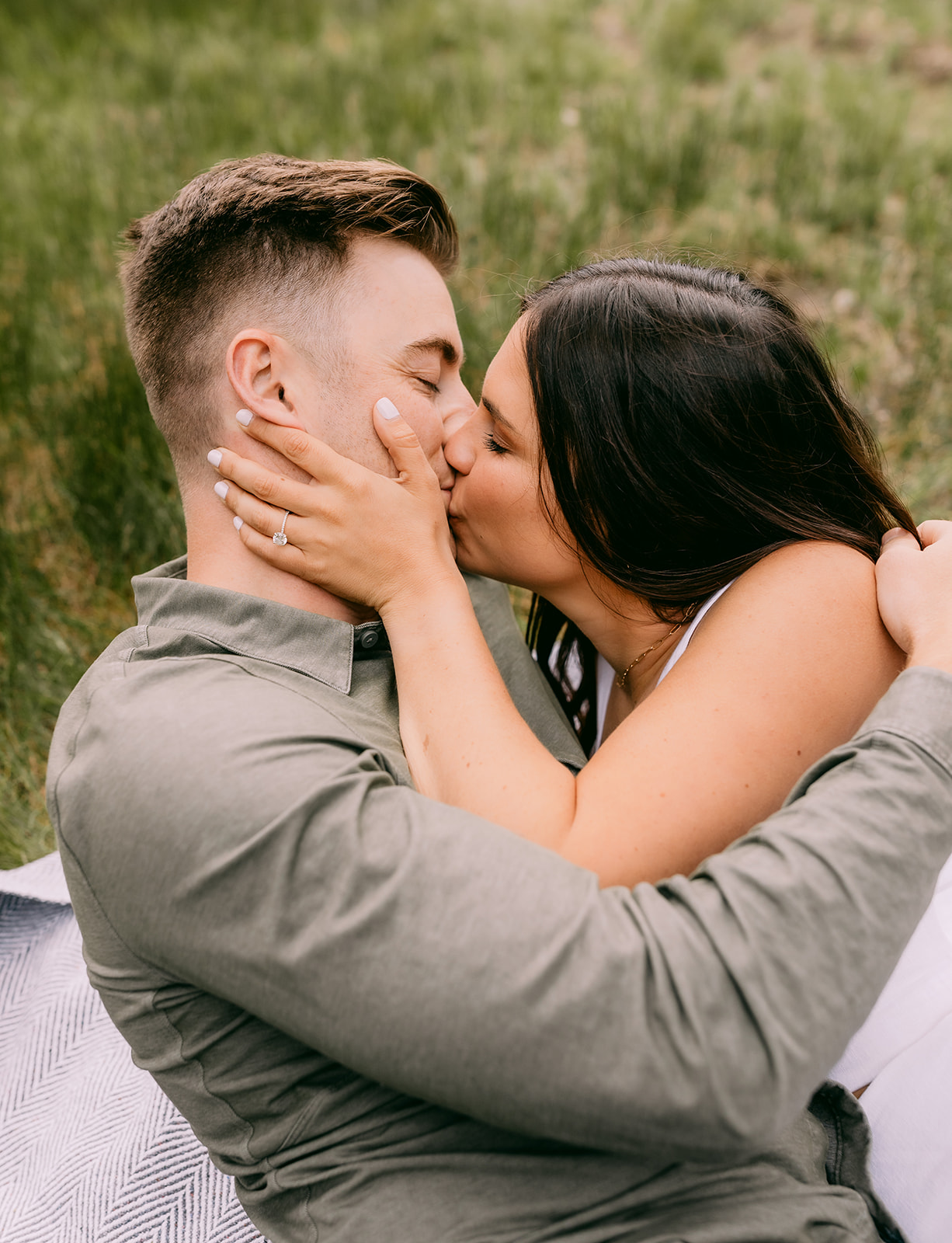 Hot Spring Engagement Session in the Mountains with Wildflowers