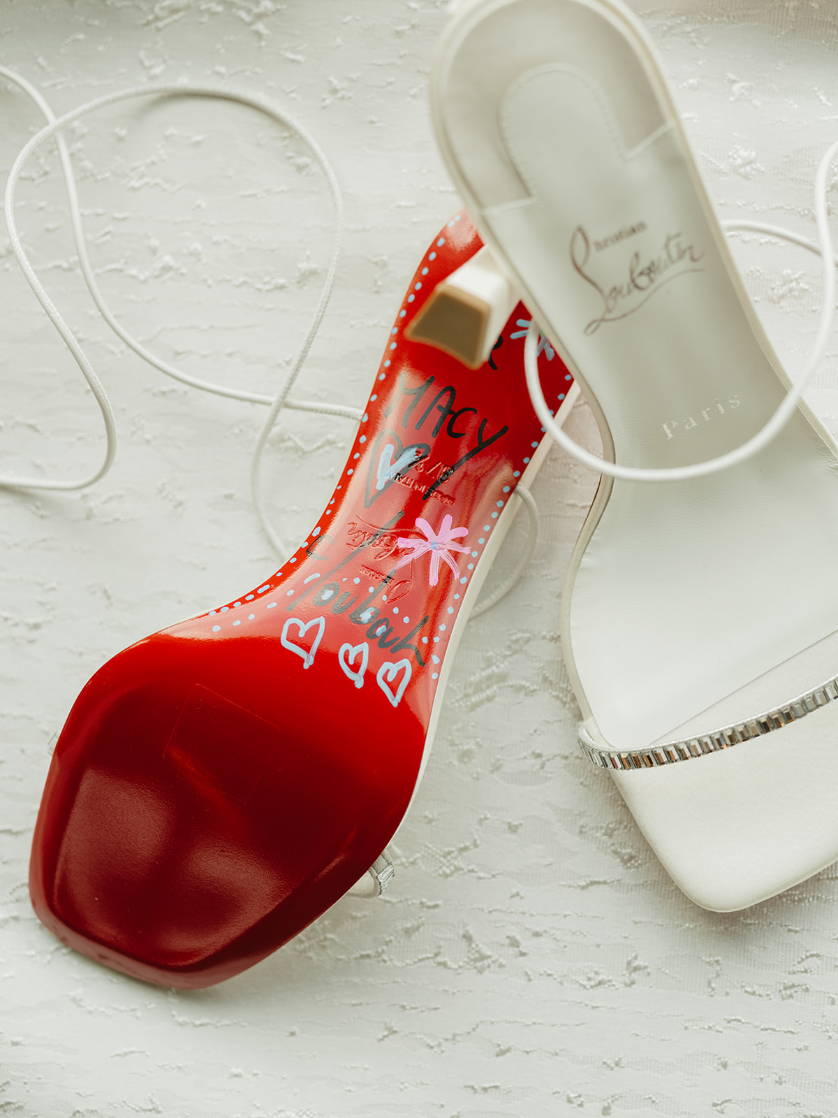 custom louboutin heals for bride signed for wedding day shoe