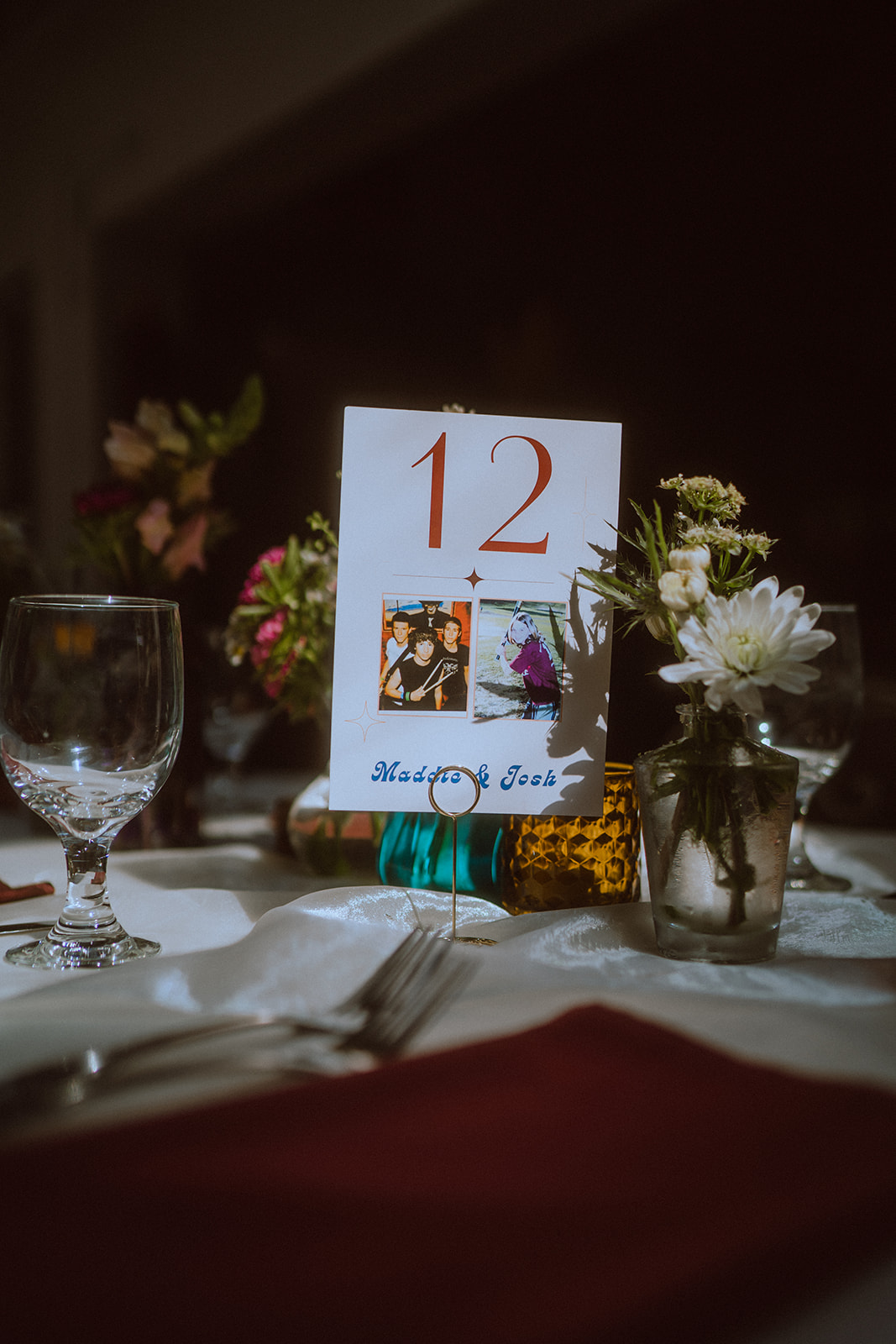 colorful florals wedding table numbers