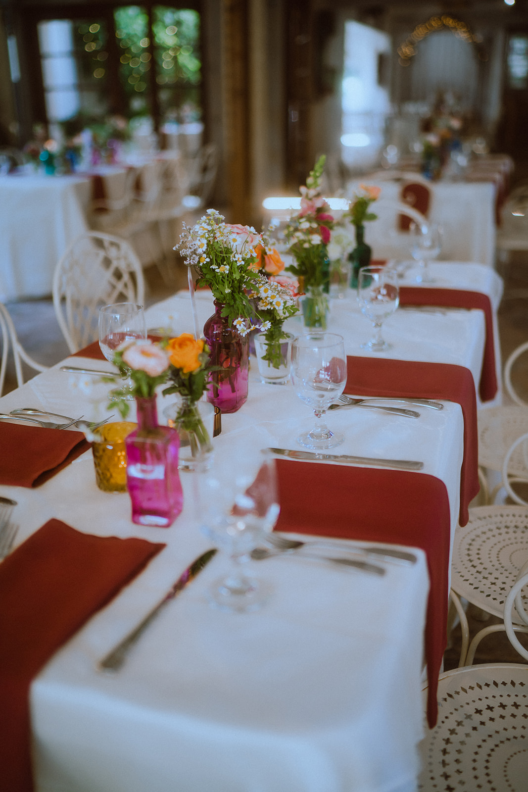 colorful florals wedding table settings