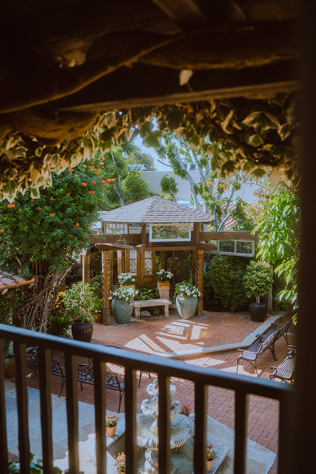 view from bridal suite at the hacienda in Santa ana