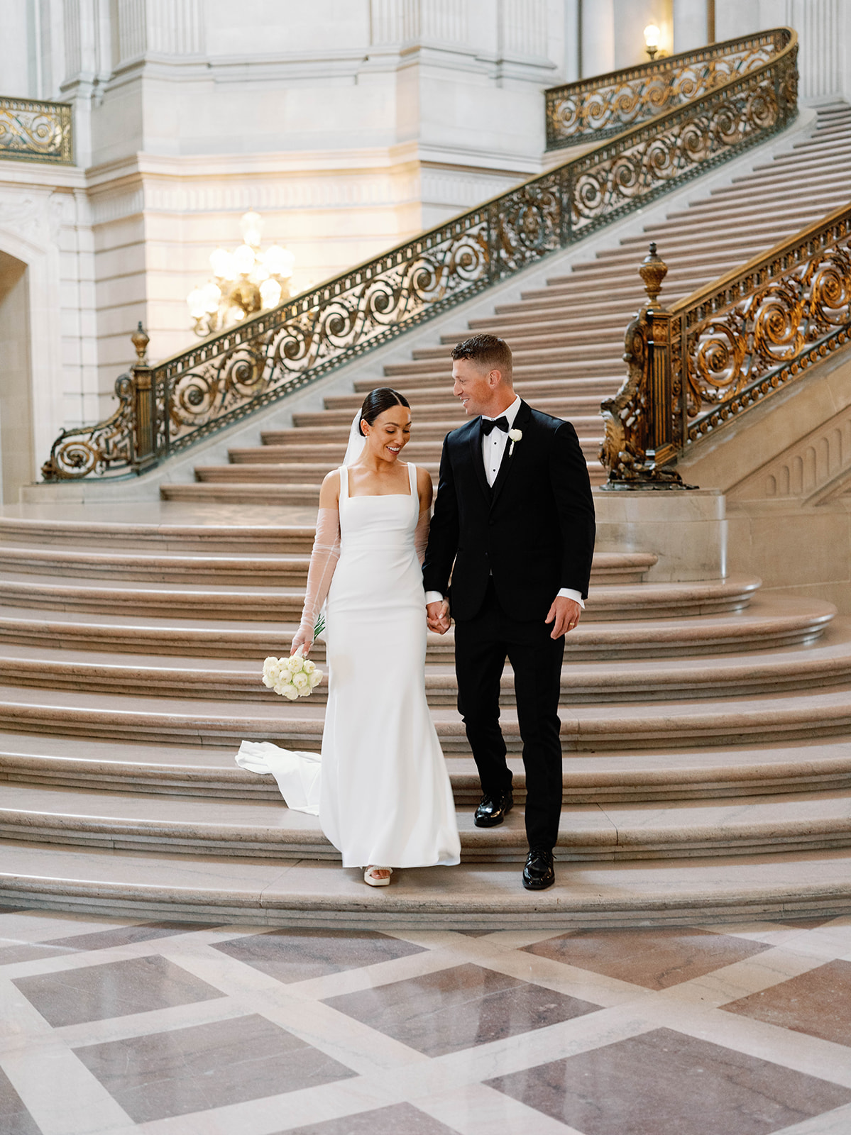city hall staircase wedding