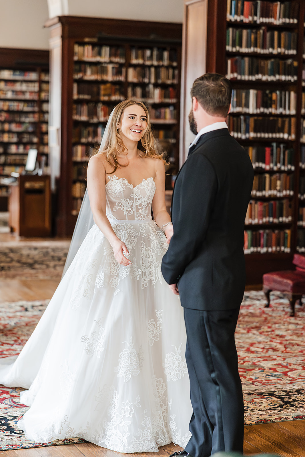 Bride and grooms first look at the Union League wedding in Philadelphia 