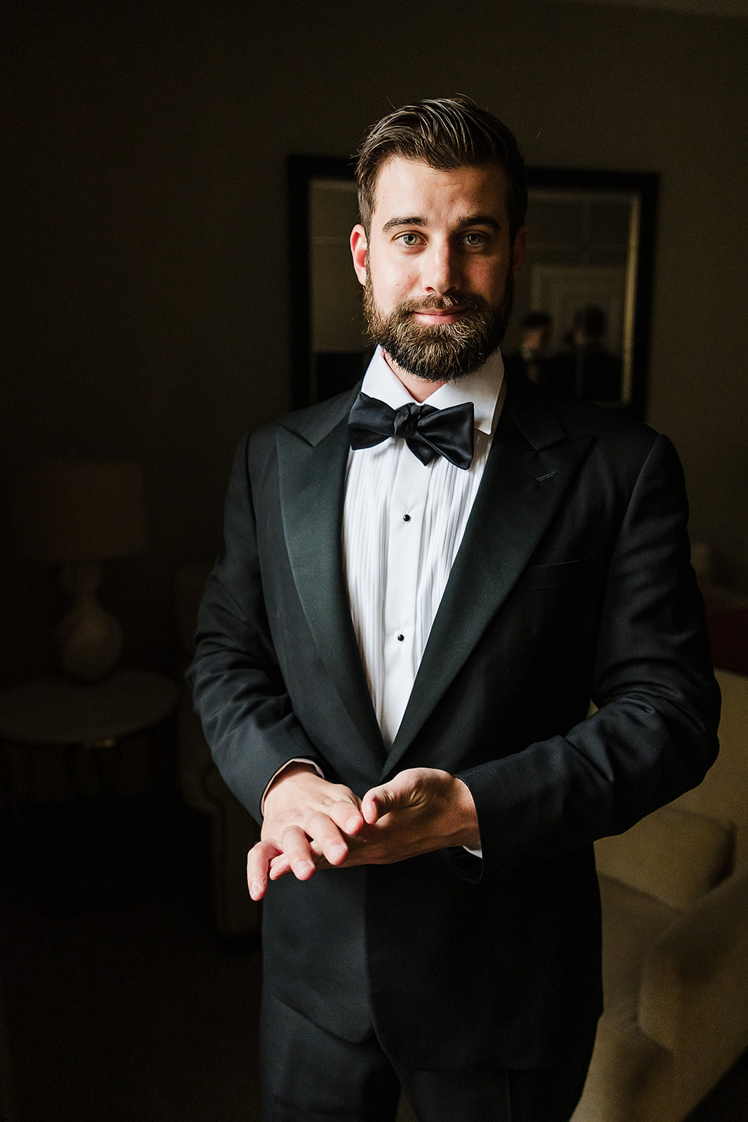 Groom wedding portraits at the Union League in Philly. 
