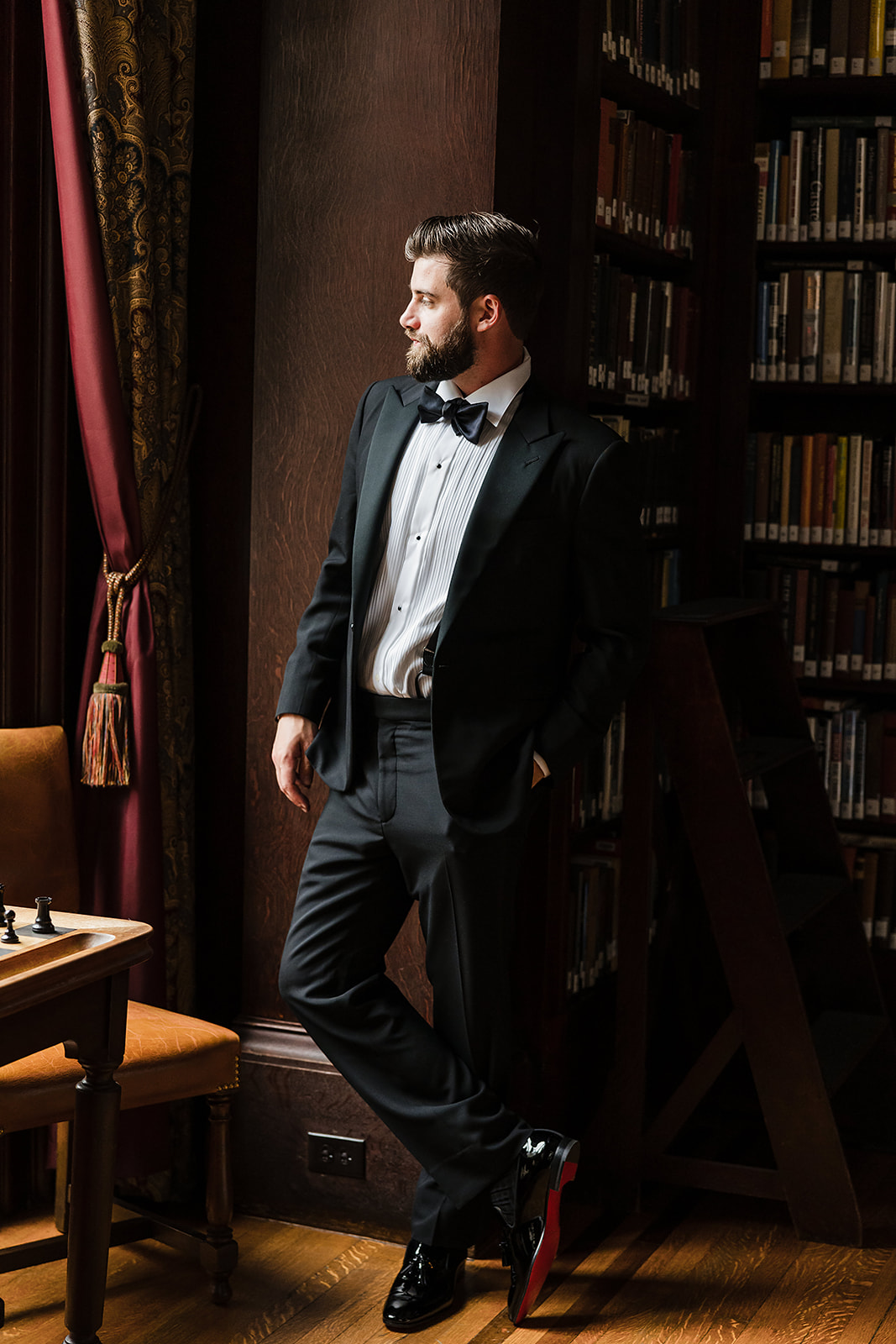 Timeless and elegant groom portrait at the Union League wedding in Philadelphia