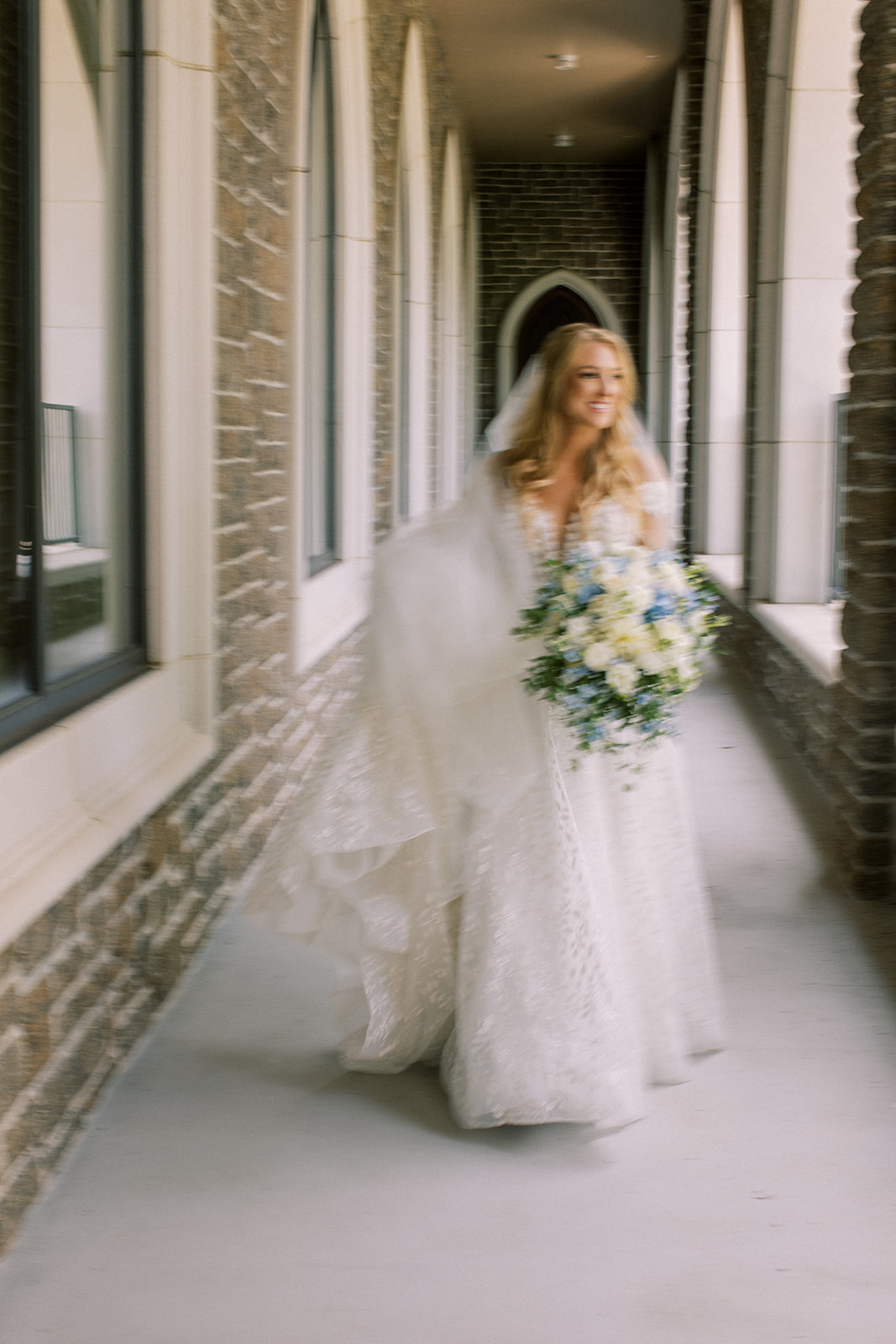 bride walking motion blur bridal portrait