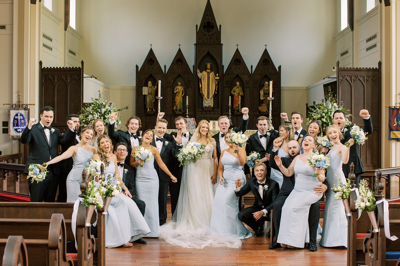 wedding party inside st peters anglican church