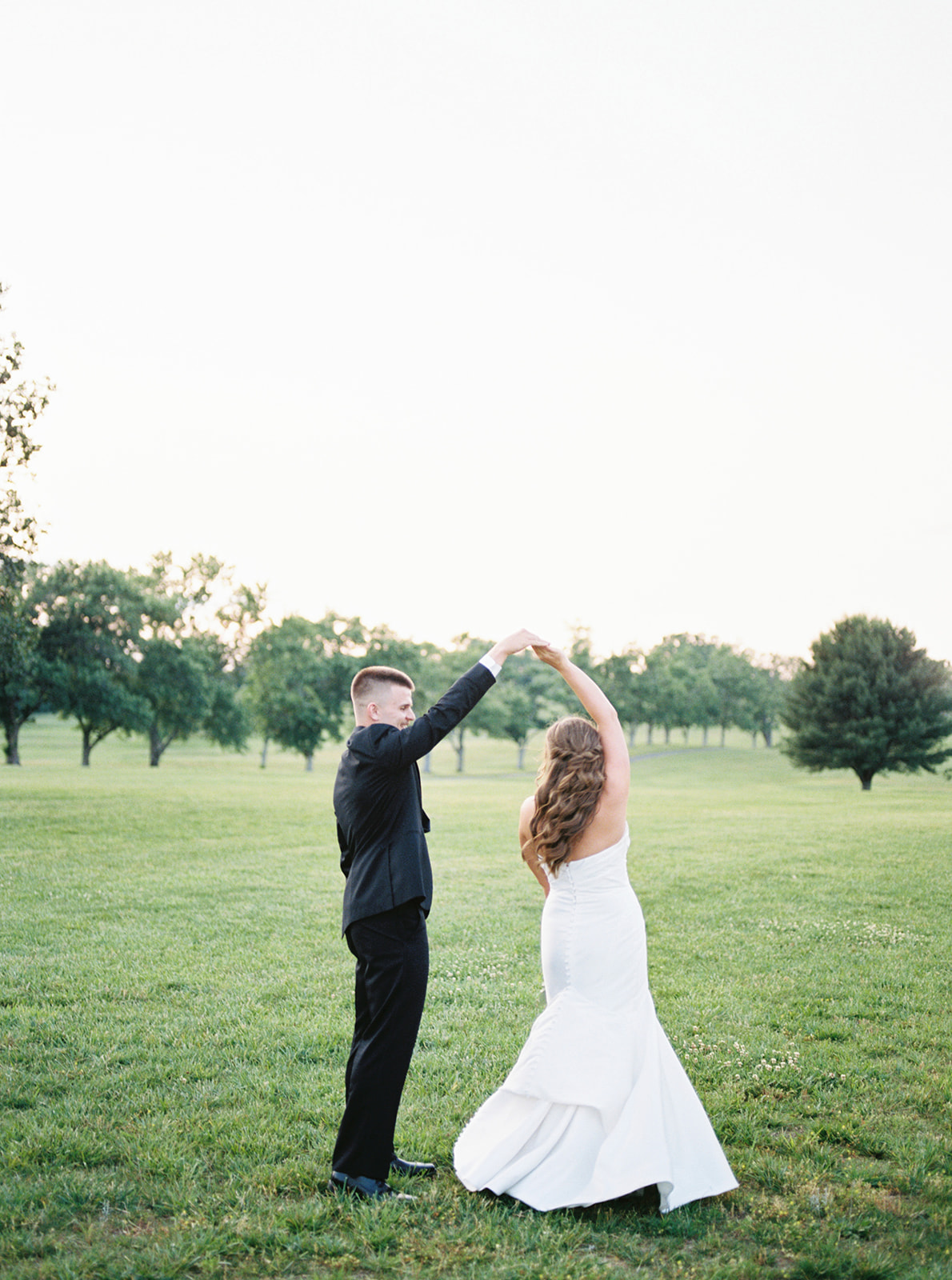 The bride and groom dance outside Blackberry Ridge in Trenton, Georgia