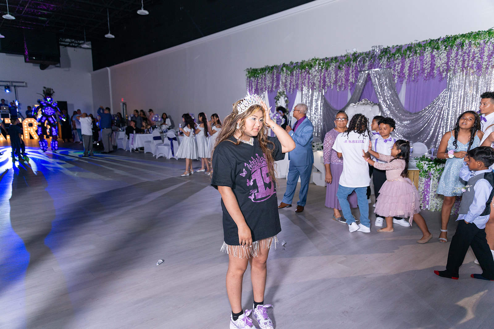 Shakira quinces vestido morado, purple flowers quince dress, flores purpura quinceaños vestido hortizphotography hansel 