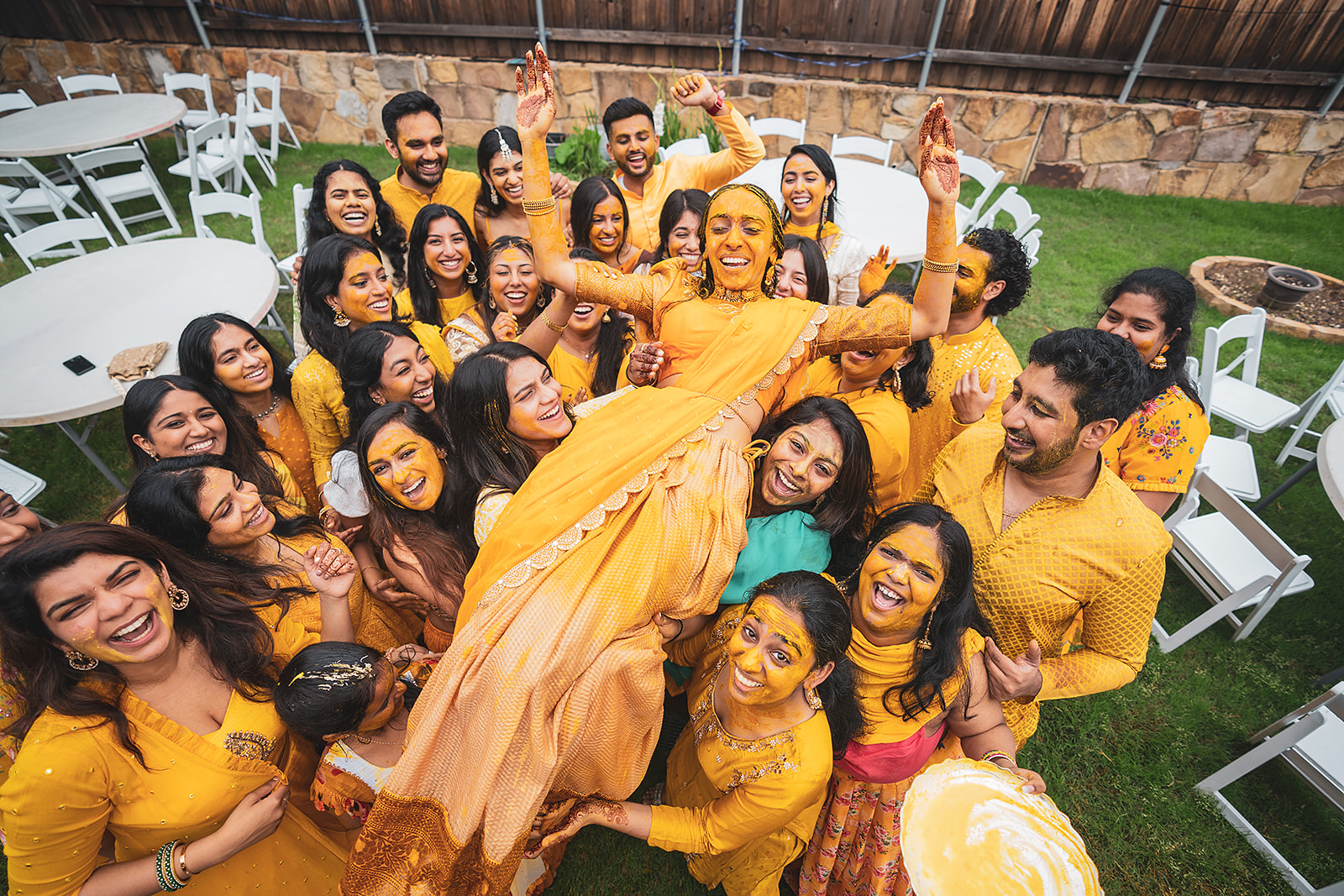 indian bride in yellow haldi dress