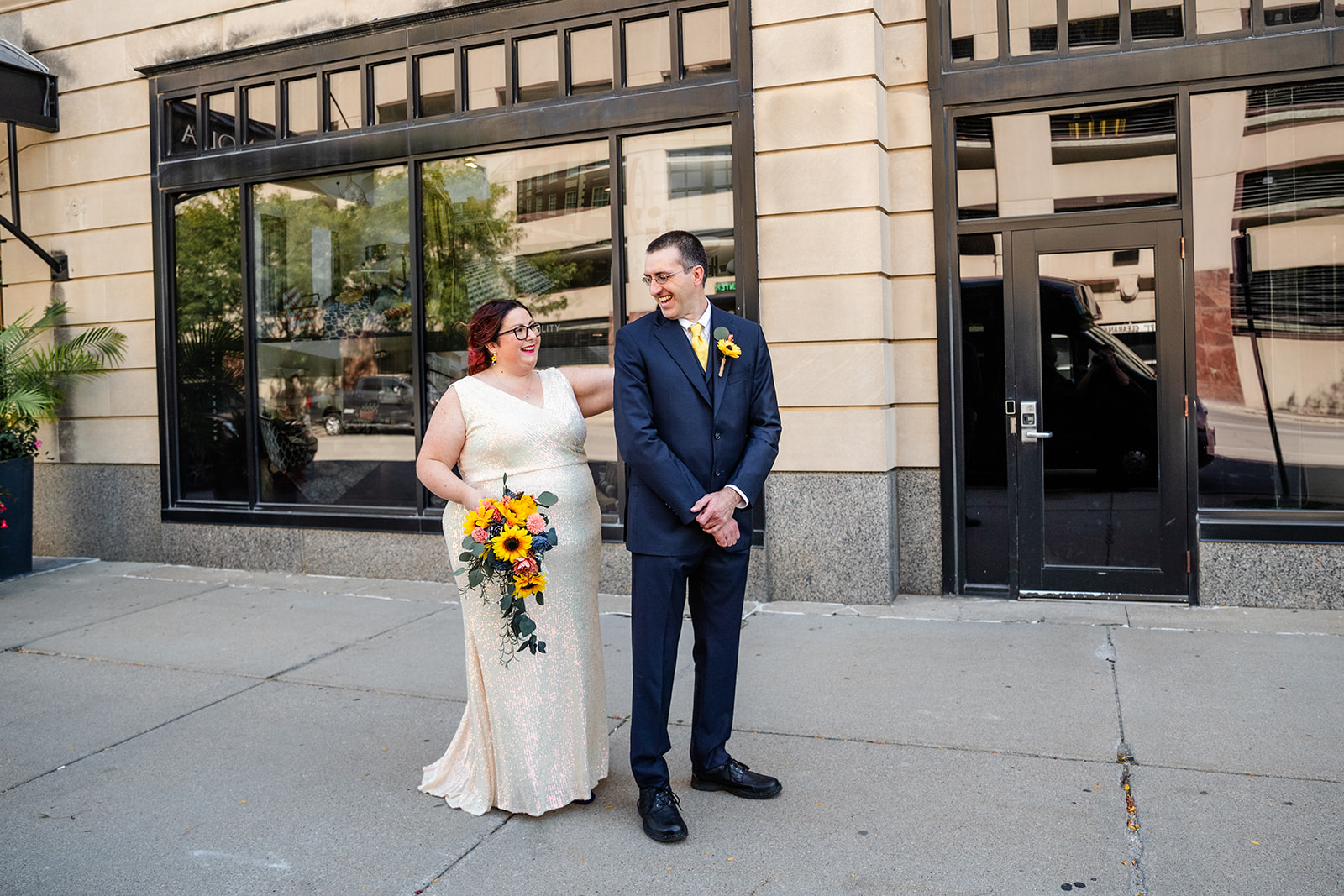 Angela and Mark's first look outside of Magnolia Hotel