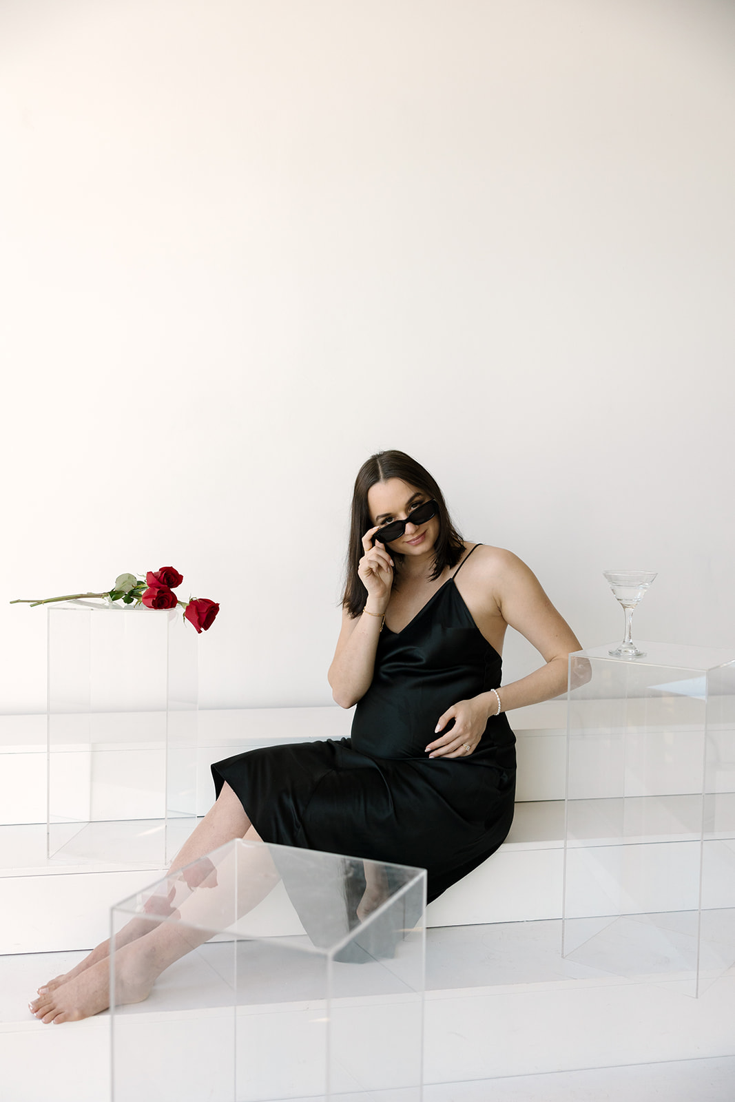Edgy and Chic Editorial Oregon Studio Maternity Session