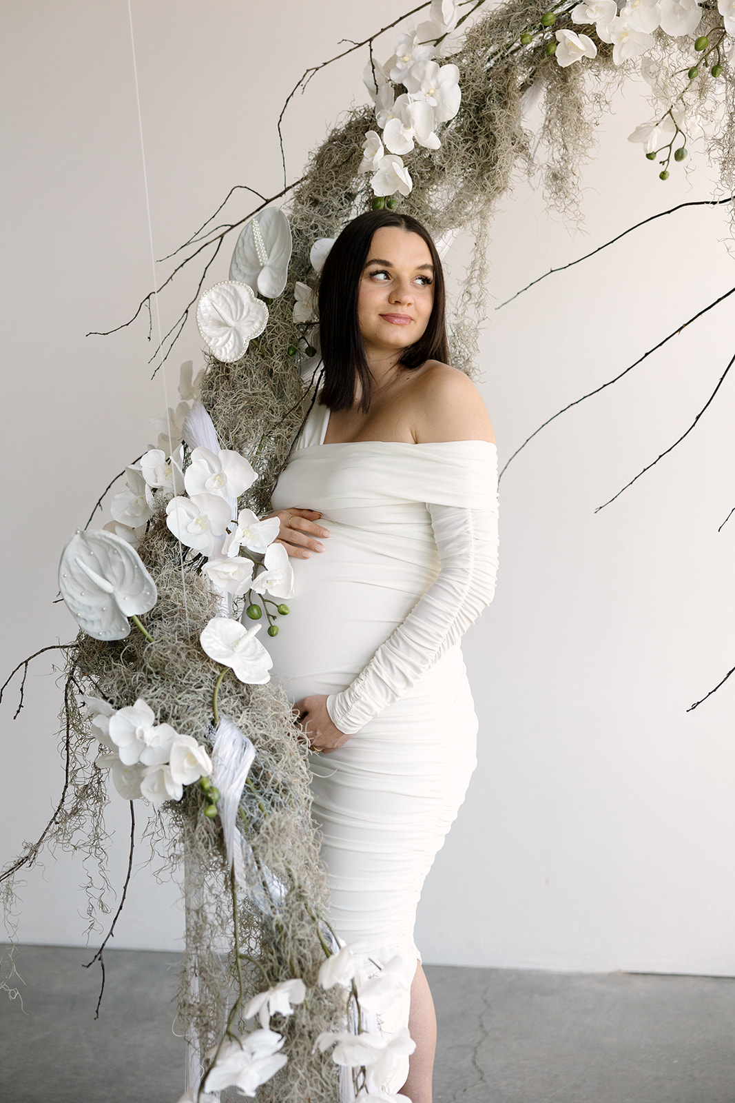 Sleek White Maternity Dress
