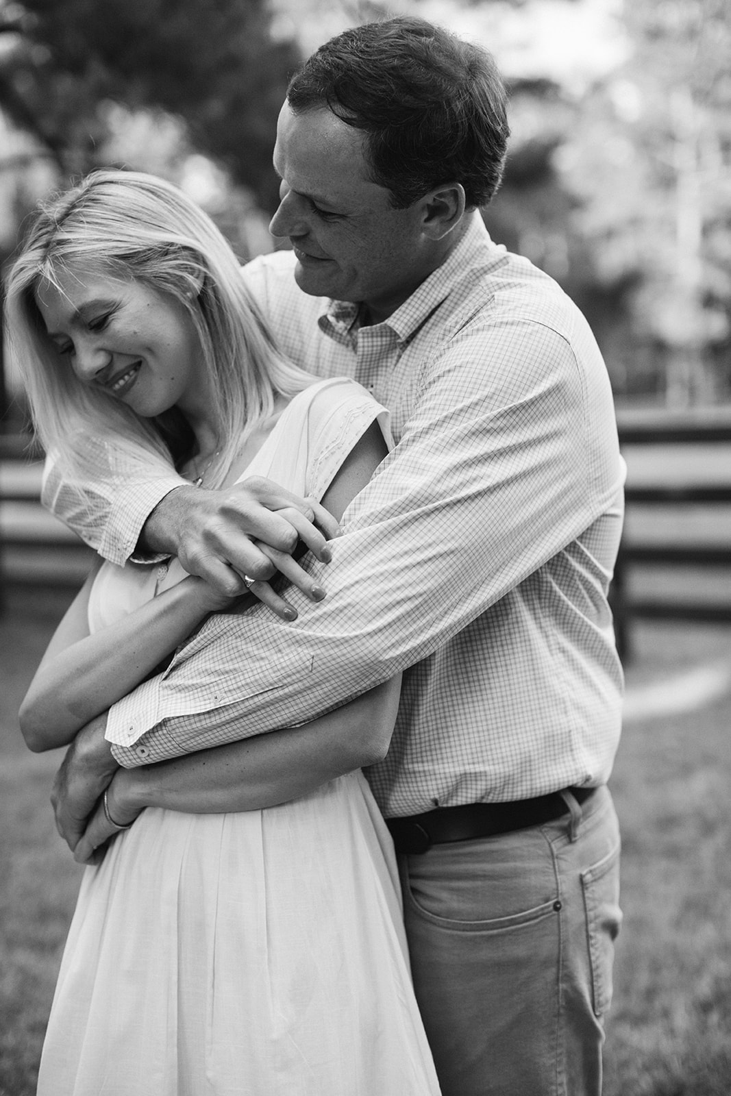 Black and white photography during engagement session in Thomasville, GA