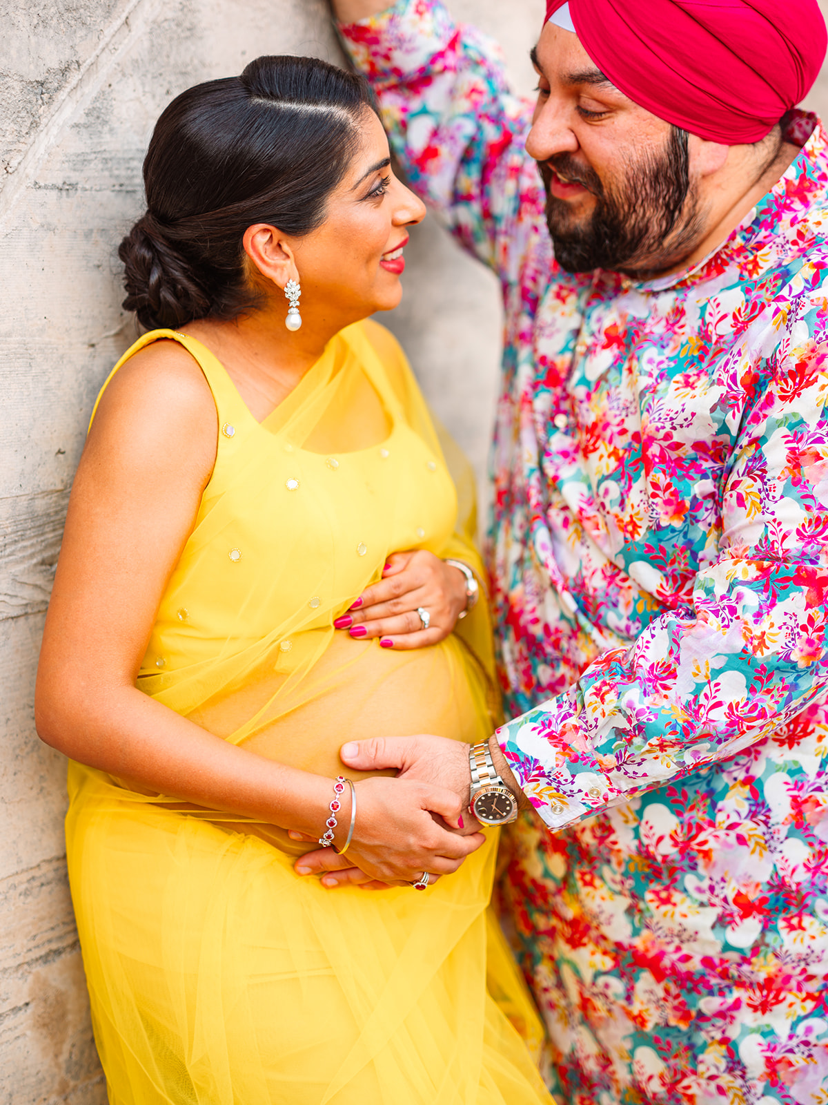 fort desoto maternity session very vivid modern Indian clothes that reflect personalities brightness of St pete beach