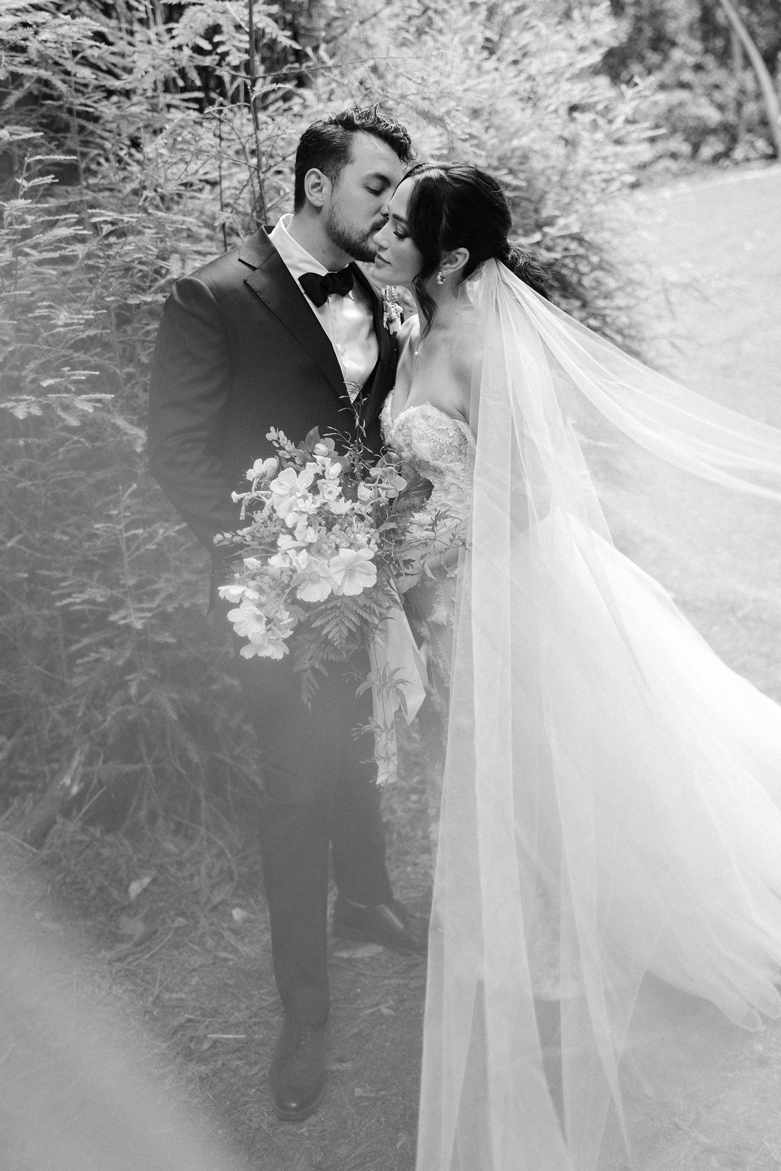 Editorial black and white wedding portraits