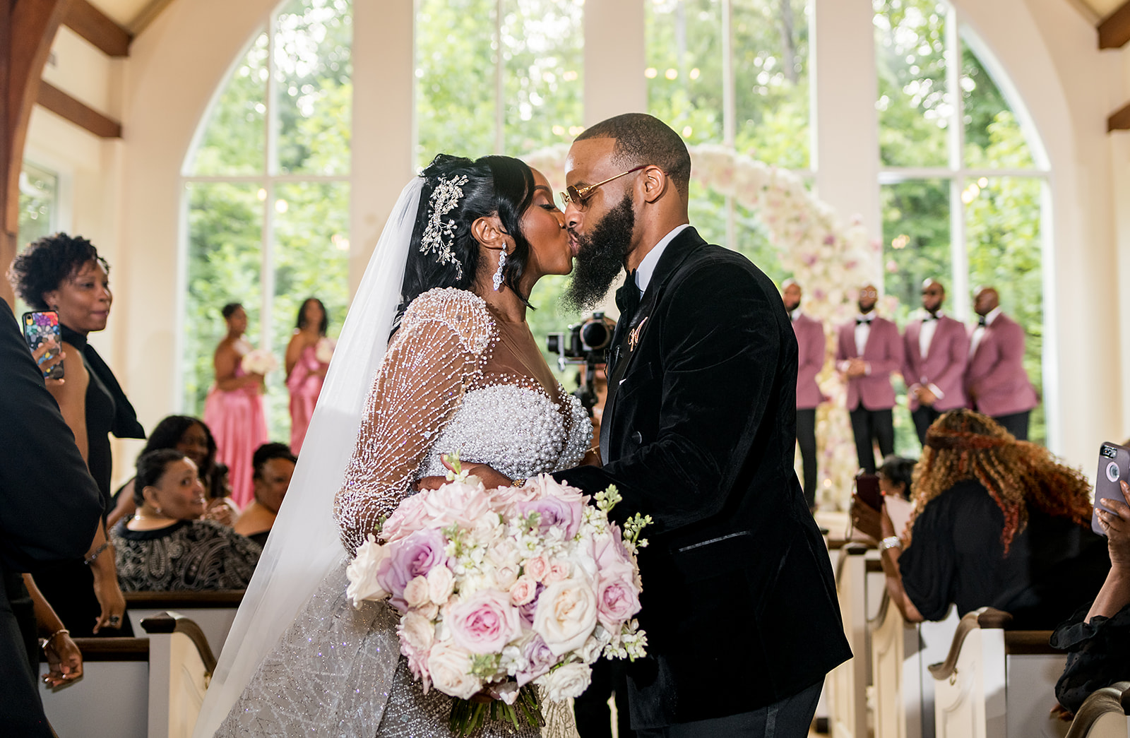 First Kiss as husband and wife wedding at Ashton Gardens Atlanta with JGraced Photography