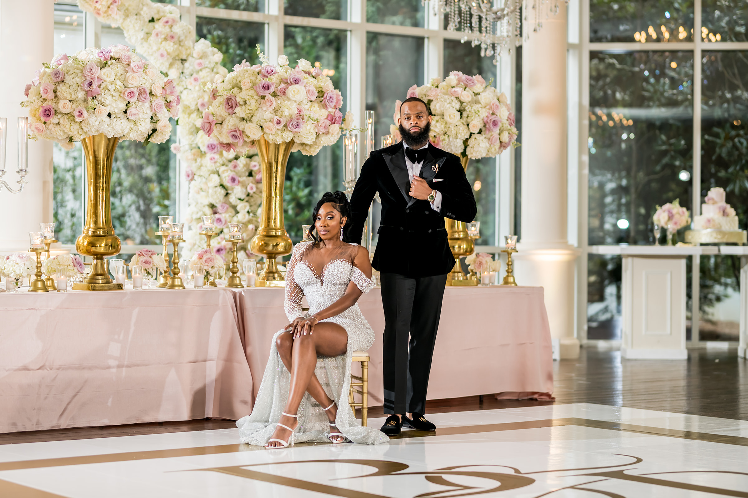 Reception reveal for the newlyweds at Ashton Gardens Atlanta with Jgraced photography