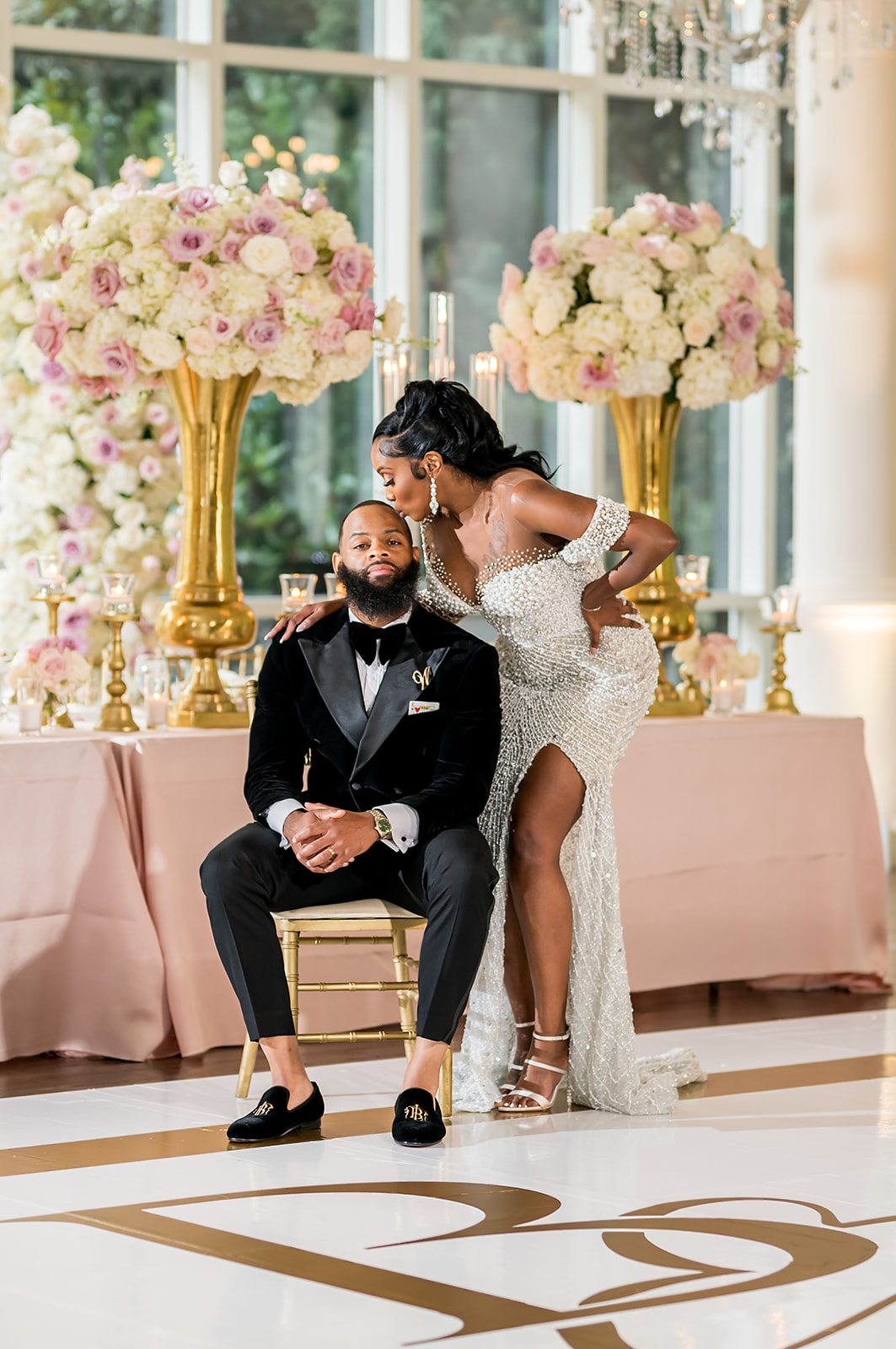 Wedding day reception reveal for the bride and groom at Ashton gardens atlanta with JGraced Photography