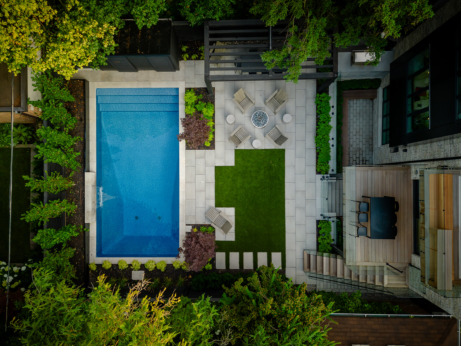 Top-down view of the backyard.