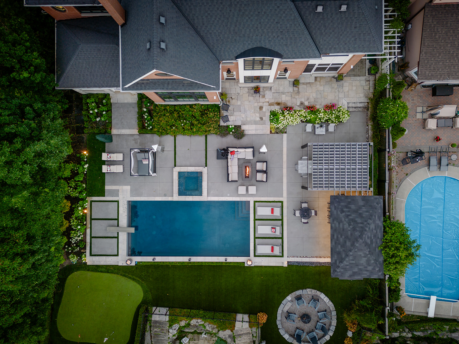 Top-down view of the backyard.