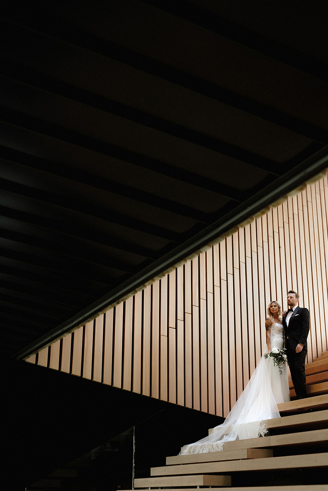 Vancouver wedding photographer captures photos of couple having their wedding at Audain Art Museum in Whistler