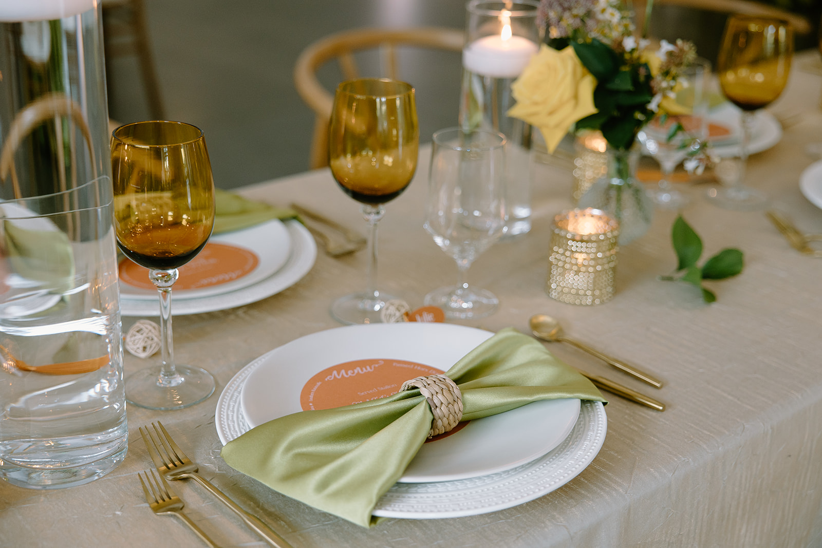 Summer wedding tablescape captured by Raleigh wedding photographers