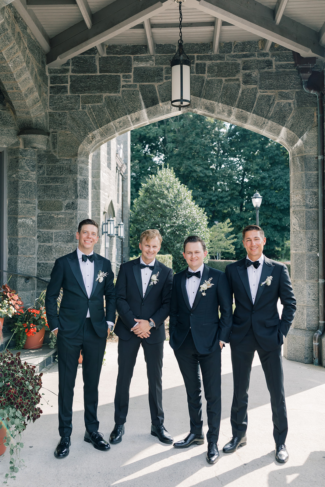 wedding party portraits at whitby castle in rye ny