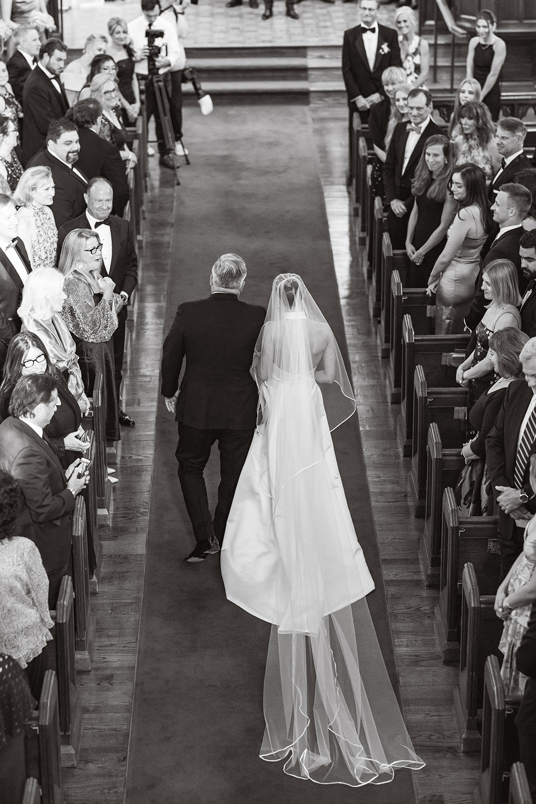 bride and father walking down the aisle at new york wedding