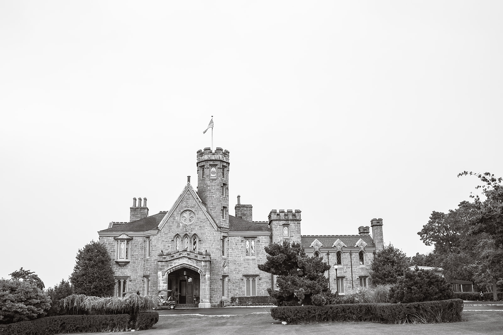 black and white venue photo of whitby castle in rye ny