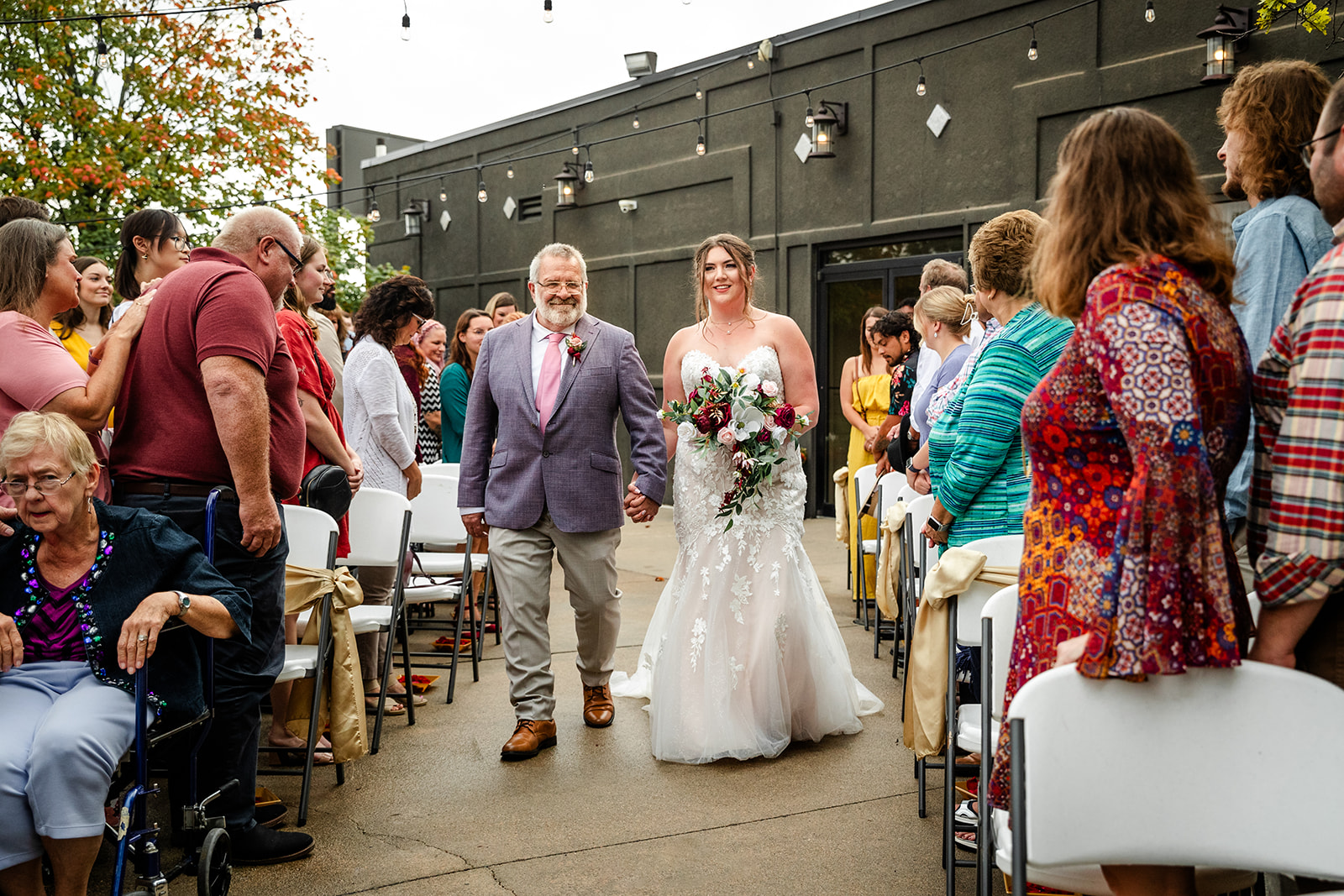 Father of Bride walking his daughter down the isle at Arbor Reception Hall 