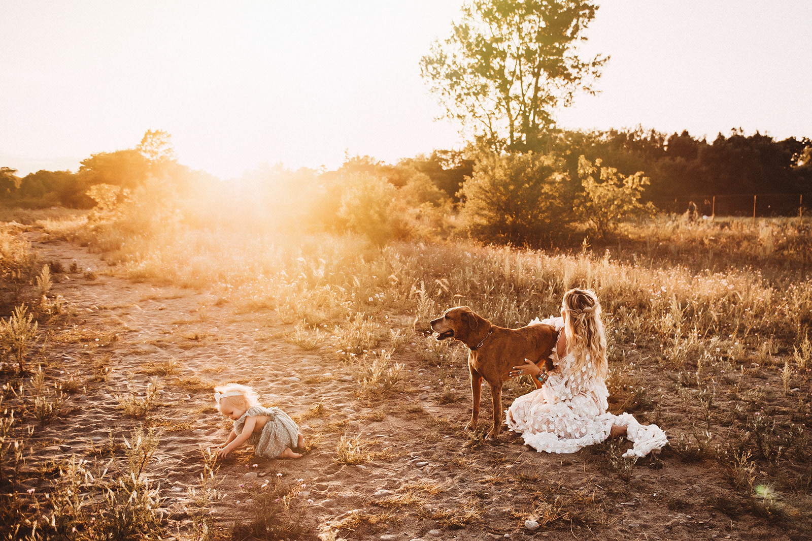 Special photography session with mom, daughter and their dog 
