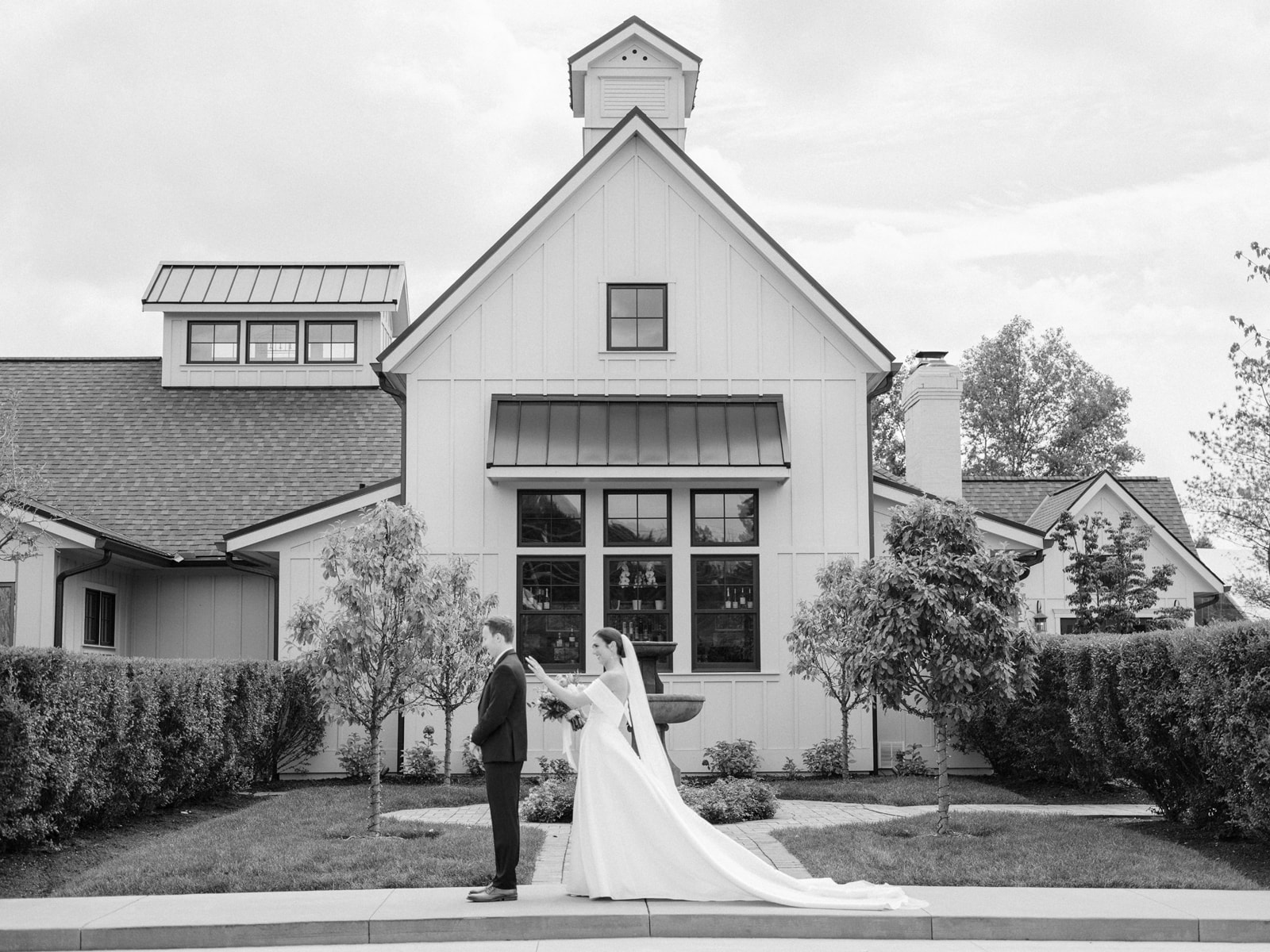 First look for bride and groom at Orchid House Winery