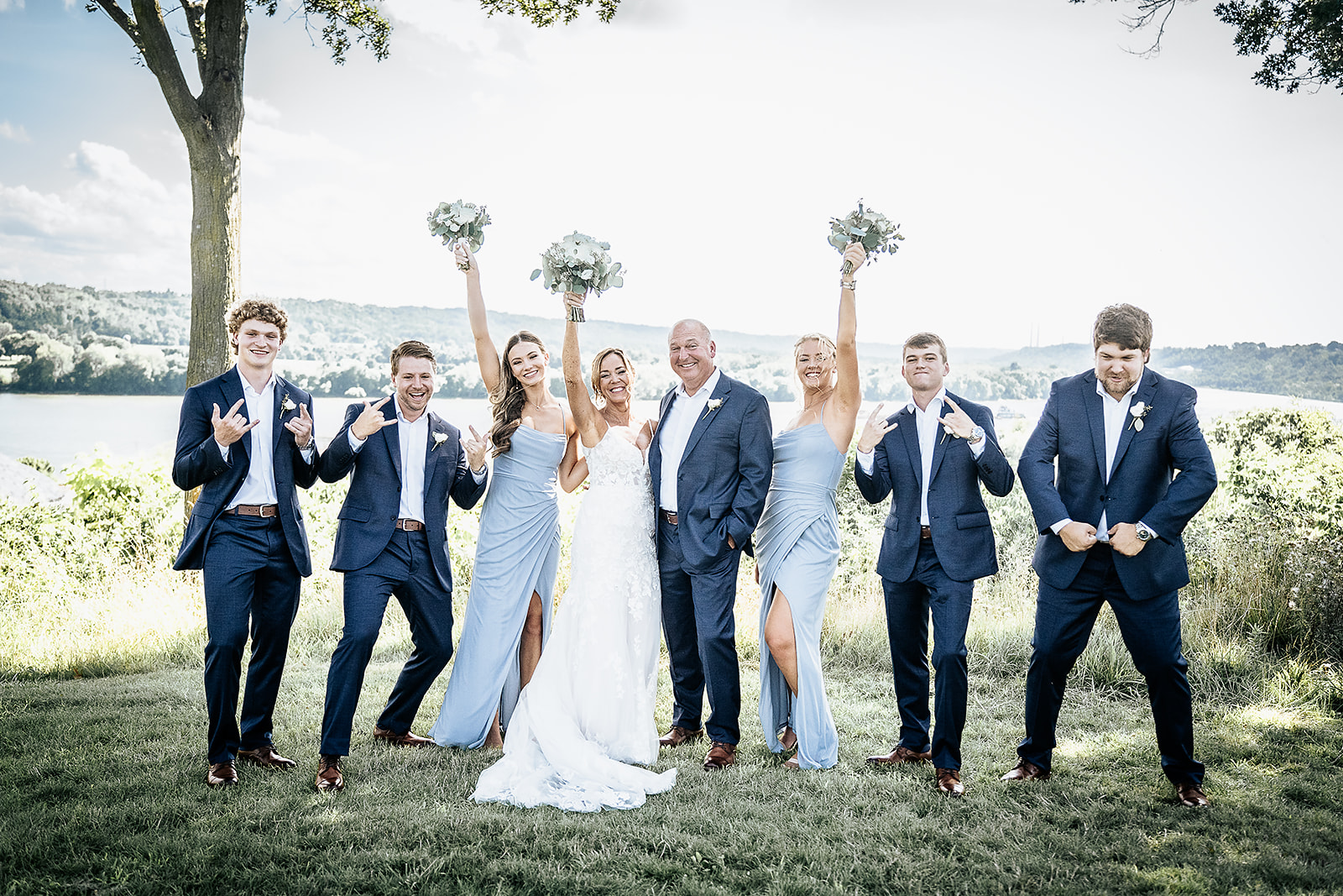 Bridal Party overlooking Ohio River at Aston Oaks Golf Club