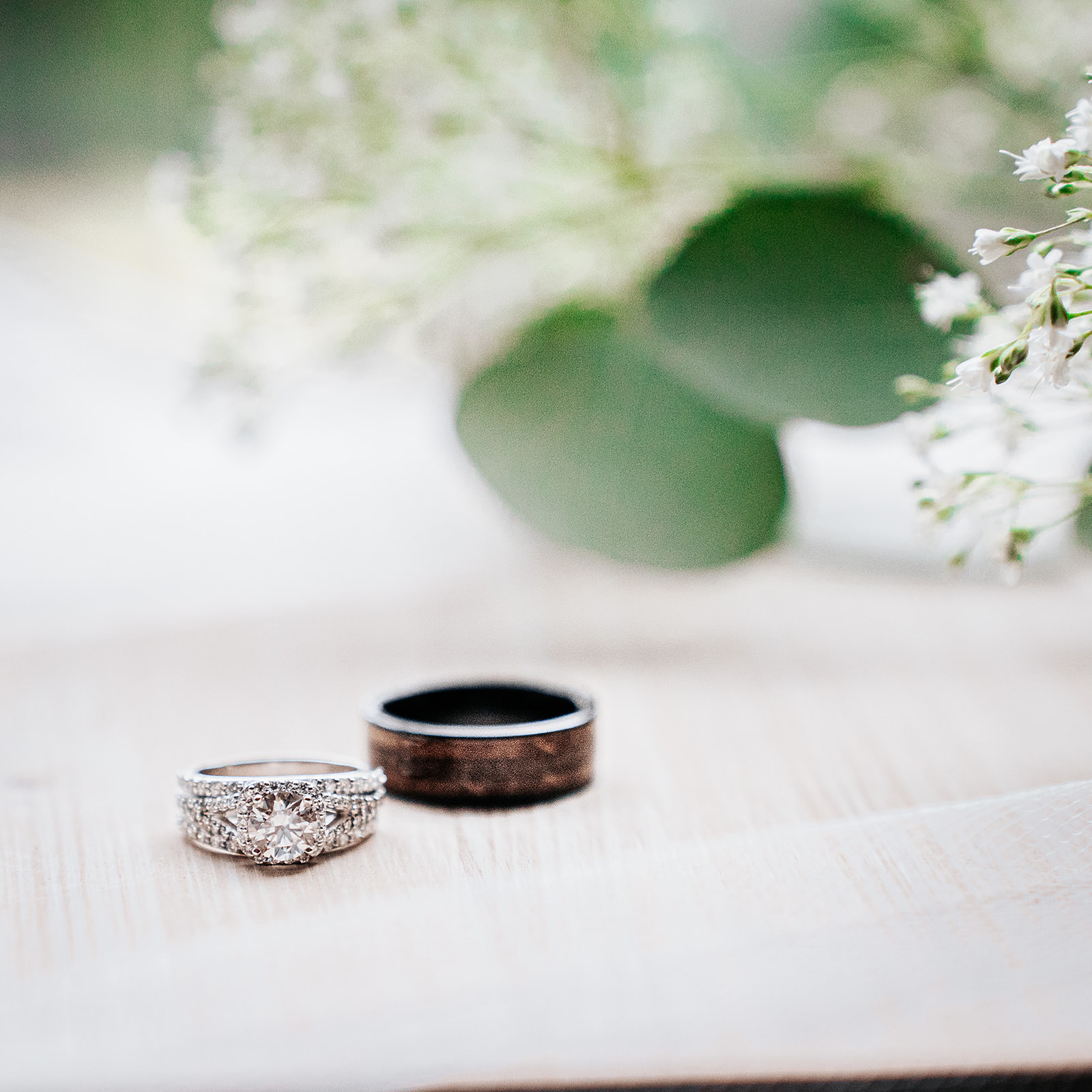 Close up of bridal rings